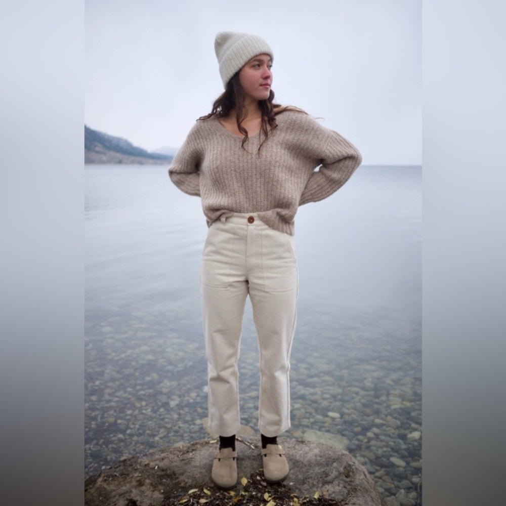 Beaton Linen Utility Pants Size 8 (Ecru Denim)